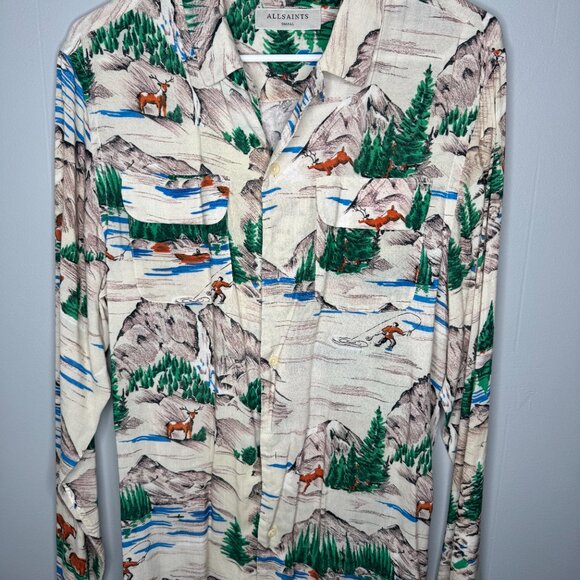 All Saints Standard Fit Shirt Long Sleeve Button Down - Picture 3 of 8